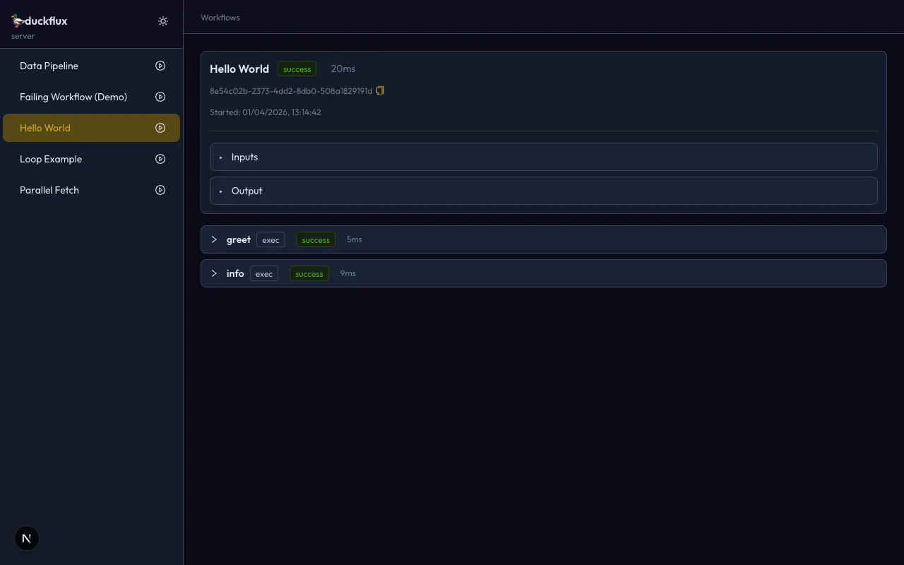 Trace viewer showing execution steps