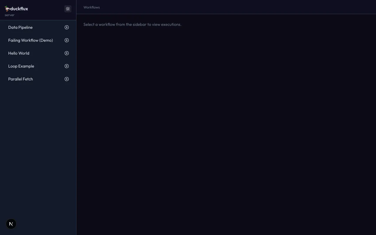 Workflow list in dark mode